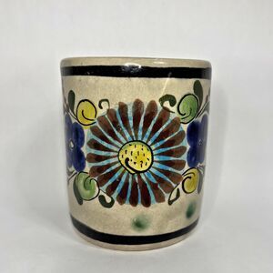 Tonala Signed Cat Cylinder Vase Hand Painted 318 Mexico Vintage Floral